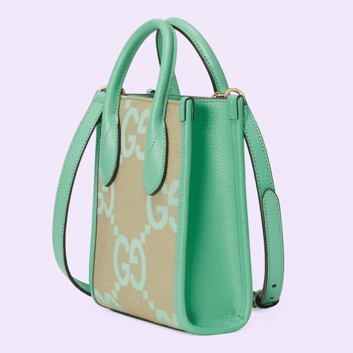Beige and mint jumbo GG canvas