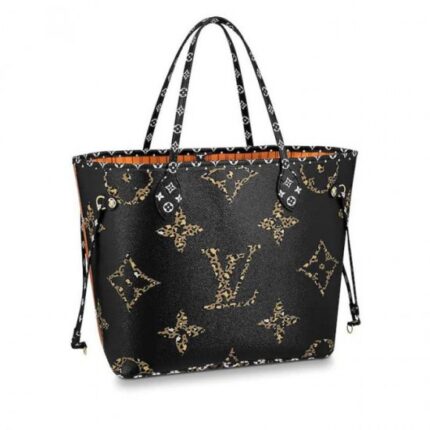 the Neverfull has slim handles that can be worn over the shoulder or on the arm.