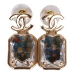 These?pendant earrings are in the signature CC logo with?a large multicolor crystal pendant.