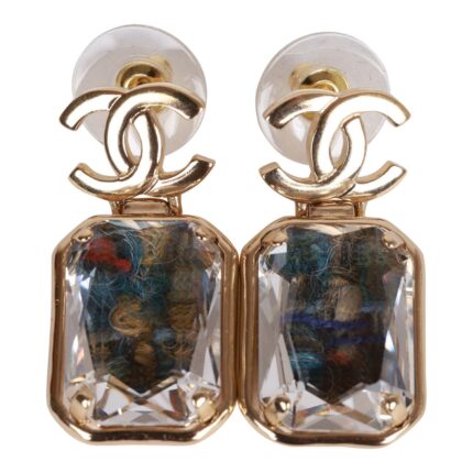 These?pendant earrings are in the signature CC logo with?a large multicolor crystal pendant.