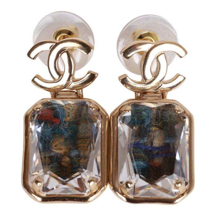 These?pendant earrings are in the signature CC logo with?a large multicolor crystal pendant.