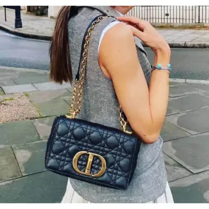 Introducing the exquisite Dior Small Caro Bag in Supple Cannage Calfskin M9241. With dimensions of 8 x 4.5 x 3 inches