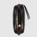 sans-serif; font-size: 12px; vertical-align: baseline; color: #4b4b4b; background-color: #ffffff;">The small GG Marmont chain shoulder bag has a softly structured shape and a zip top closure with the Double G hardware. The chain shoulder strap has a leather shoulder detail. The camera bag is made in matelassé leather with a chevron design and GG on the back.