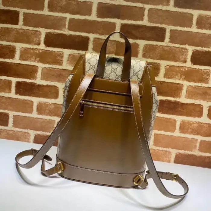 ensuring the security of your belongings. The adjustable leather straps offer a comfortable and personalized fit.The bag also showcases a front zippered pouch