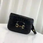 Introducing the stunning Gucci 1955 Horsebit Crocodile Shoulder Bag 602204