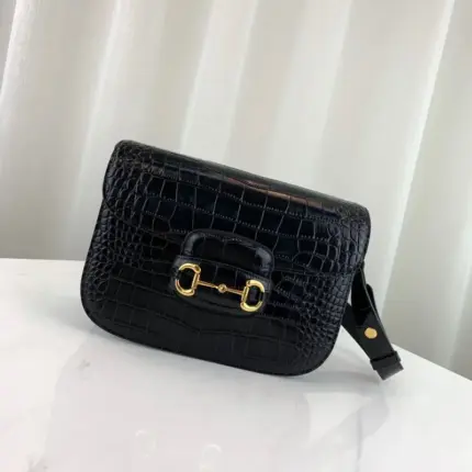 Introducing the stunning Gucci 1955 Horsebit Crocodile Shoulder Bag 602204