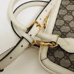 a material that is environmentally friendly. It boasts gold-toned hardware and is lined with luxurious cotton linen for added sophistication. The front features a captivating Horsebit detail