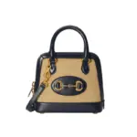 Experience the timeless elegance of the Gucci Horsebit 1955 Mini Top Handle Bag 640716 in Beige Canvas. This exquisite piece pays tribute to Gucci’s rich equestrian heritage