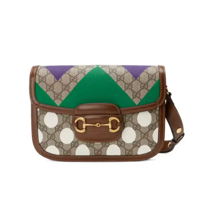 Introducing the exquisite Gucci Horsebit 1955 Shoulder Bag with Geometric Print 602204