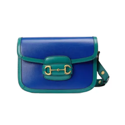 Introducing the Gucci Horsebit 1955 Small Shoulder Bag 602204 Blue And Green Leather