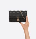 the functional accessory can accommodate all the daily essentials. Its jewel chain allows it to be worn over the shoulder or crossbody.
