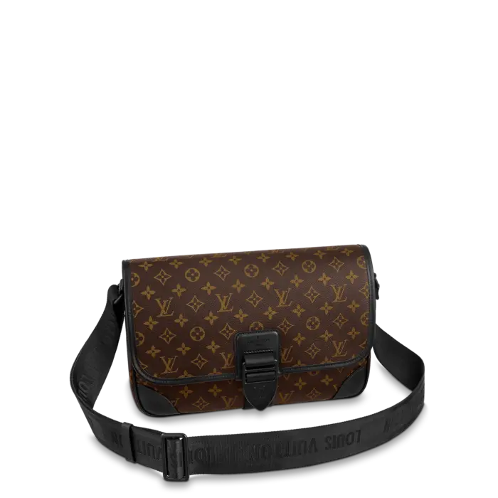 The sophisticated Archy Messenger MM bag is made from Monogram Macassar canvas with black-leather trim. Details such as the adjustable and removable Jacquard strap signed Louis Vuitton and leather corners and piping