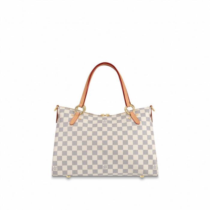 sans-serif; letter-spacing: 0.4px;">Casual yet elegant Lymington zipped tote in fresh Damier Azur is the perfect beach to city companion.The natural cowhide handles