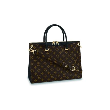 The glamorous Pallas combines iconic Monogram canvas with colorful grained leather for a very feminine