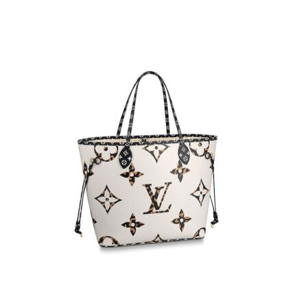 the Neverfull has slim handles that can be worn over the shoulder or on the arm.