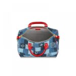 crafted look. The handles and strap in bright red leather add punch to a perfect casual-chic companion.