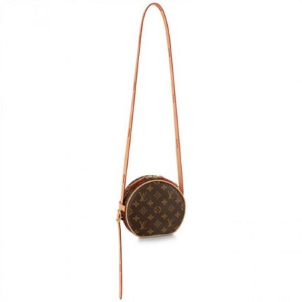 Nicolas Ghesquiere created this miniature version of the Boite Chapeau Souple for Spring-Summer 2020. In Monogram canvas with natural cowhide trim