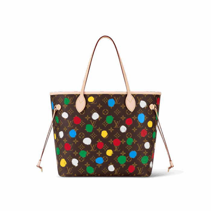 sans-serif; font-size: 18px; letter-spacing: 0.4px; background-color: #ffffff;">The spacious and elegant LVxYK Neverfull MM tote joins the “Painted Dots” theme as part of the new Louis Vuitton x Yayoi Kusama collaboration. Monogram canvas is decorated with the renowned Japanese artist’s signature dots