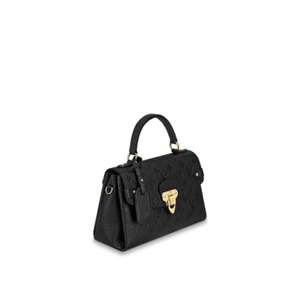 timeless day bag for the active woman.Detailed Features10.83 x 6.69 x 4.53 inches(Length x Height x Width)•Black•Embossed supple grained cowhide leather and supple grained cowhide leather•Supple grained cowhide leather trim•Microfiber lining•Gold-color hardware•Magnetic signature lock•Top handle for hand or elbow carry•Removable