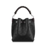 which adjusts for short- and long-shoulder or hands-free cross-body wear. Crafted signature details include a name tag and keybell in smooth calfskin.Detailed Features9.84 x 9.84 x 7.87 inches(length x height x width)•Black•Mahina perforated calf leather•Calf-leather trim•Microfiber lining•Silver-color hardware•Braided handle for hand or elbow carry•Removable