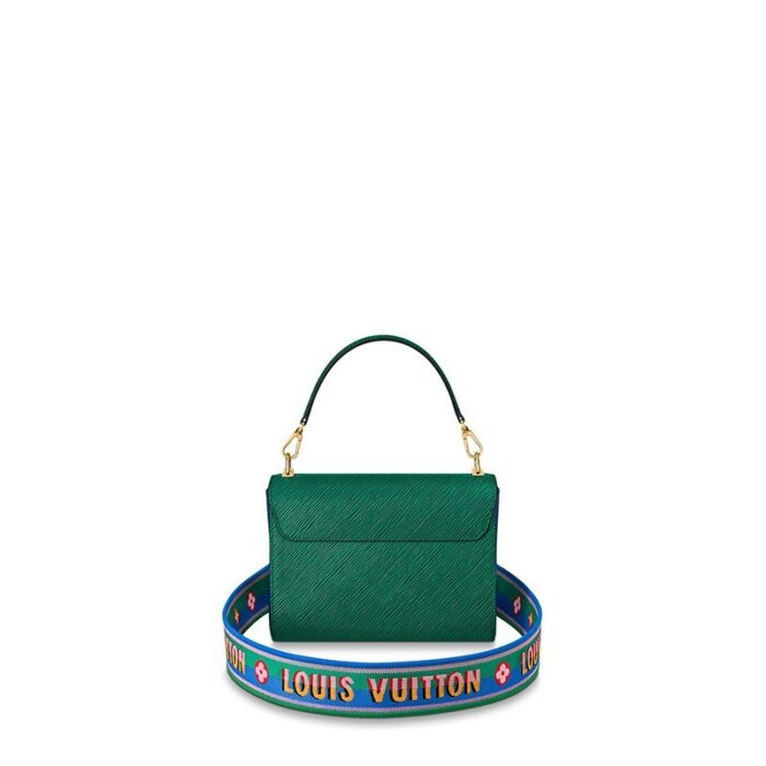 Detailed Features9.06 x 6.69 x 3.74 inches(Length x Height x Width)•Emeraude Green/Indigo Blue• Epi-grained cowhide leather• Epi-grained cowhide-leather top handle and embroidered satin large strap•Microfiber lining•Gold-color hardware•Removable top handle for hand carry•Removable large embroidered satin strap (drop: 46 cm/17.7inches) for shoulder or cross-body carry•Transforming signature LV Twist lock•Inside flat pocket with removable mirror•Large inside pocket