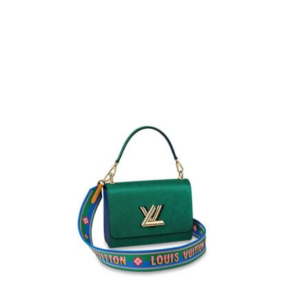 The Twist Strap MM is a laid-back iteration of the New Classic bag. It features both an Epi-grained leather top handle and a wide