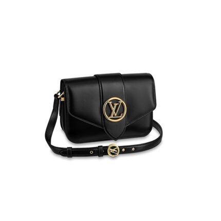 The structured yet curved lines of the LV Pont 9 handbag are fashioned from smooth leather. The LV Circle