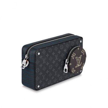 it features a zipped compartment – ideal for small essentials like a phone and earbuds – plus a leather coin purse decorated with the LV initials