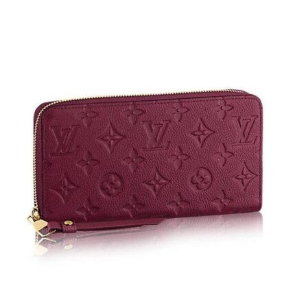 -Material: Monogram Empreinte Leather- Fuction: Wallets- Model: M60549- Color: Aurore- Size: 7.5 x 3.9 x 0.4 inches- Fearture:- Embossed calf leather with smooth calf leather trimmings- Eight credit card slots- Zippered compartment for coins- Open compartment for banknotes Three large compartments for papers and passport- Two inside patch pockets- Description:- Exquisitely supple Monogram Empreinte leather adorns the classic shape of the Zippy Wallet.With a generous interior and subtle golden brass pieces