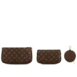 a Mini Pochette Accessoires and a Round Coin Purse. Fashioned from Monogram canvas with a mini Monogram pattern on the sides of the two pochettes