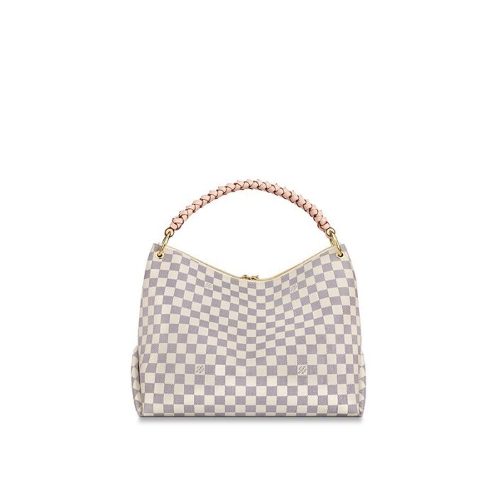 Detailed Features12.60 x 10.24 x 6.69 inches(Length x Height x Width)•Damier Azur coated canvas•Natural cowhide-leather trim•Microfiber lining•Gold-color hardware•Braided top handle for hand or elbow carry•Removable strap (drop: 54 cm/21.3 inches) for shoulder or cross-body carry•Double zip closure with leather pullers•Leather name tag