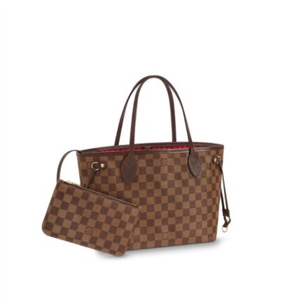 The Neverfull PM tote pairs timeless design with heritage details. Crafted from Damier Ebene canvas with natural cowhide trim