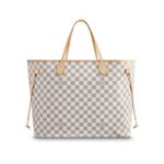 it features a removable pouch which can serve as a clutch or an extra pocket.Detailed Features15.35 x 12.60 x 7.48 inches(Length x Height x Width)•Rose Ballerine Pink•Damier Azur coated canvas•Natural cowhide-leather trim•Striped textile lining•Gold-color hardware•2 top handles for hand