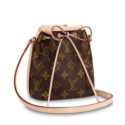 The Nano Noé in Monogram canvas is a miniature version of the famous NéoNoé
