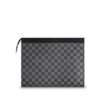 The Pochette Voyage in Damier Graphite canvas is a smart