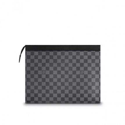 The Pochette Voyage in Damier Graphite canvas is a smart