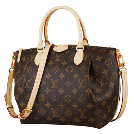 36 x 24 x 13 cm (Length x height x width ) •Pivoting leather handles •Removable & adjustable cross•shoulder strap •Monogram coated canvas •Textile lining •Natural cowhide leather trim •Shiny golden brass metallic pieces •Easy and secure opening with spacious volume •2 Inside smartphone pockets •Large flat pocket D•RingMore Information