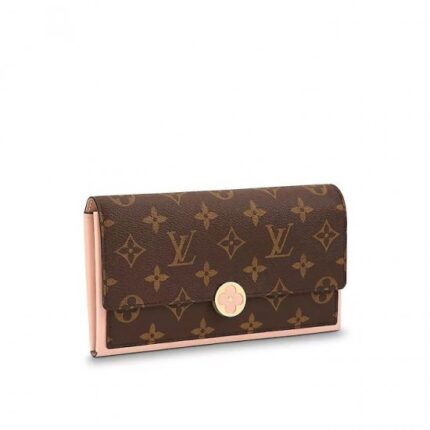 The Flore Wallet combines iconic Monogram canvas with colorful calf leather for a playful