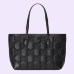 this medium sized tote is trimmed with textured leather and topped with tonal Double G hardware.