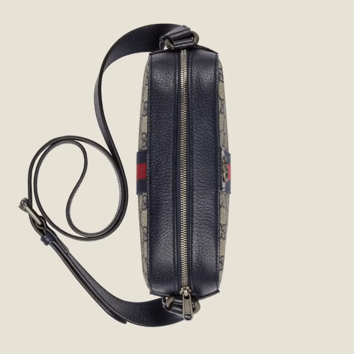 GG Supreme is introduced in a timeless mix of blue and beige for Gucci Love Parade. The canvas has come to the front of each collection decade after decade to become a hallmark of the House. Here
