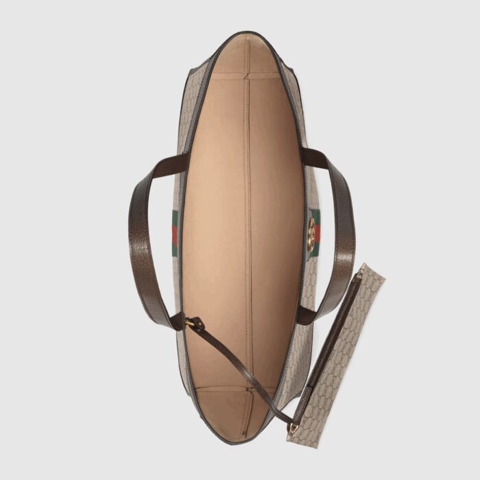 incorporating new shapes and silhouettes. The wide tote is made from supple soft GG Supreme canvas