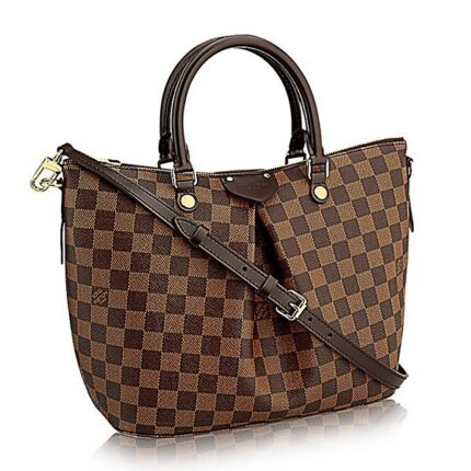 40.0 x 28.0 x 16.0 cm (Length x heightx width ) •Damier coated canvas•Smooth cowhide leather trim•Textile lining•Golden color metallic pieces•Removable