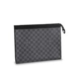 The Pochette Voyage in Damier Graphite canvas is a smart
