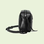 Black matelassé chevron leather