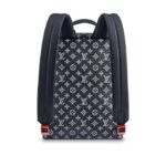 oversize logo.Very limited quantities available. Please contact Client Services at +1.866.VUITTON for more details.DETAILED FEATURES•W14.6 x H15.7 x D7.9 inch•Monogram Eclipse coated canvas•Textile lining•Cowhide leathe•Coral Pink and navy hardware•2 adjustable back straps•Top handle•2 inside flat pockets•Inside iPad pocket•Zip closure•Front zipped compartment