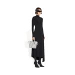5 inch• Sparkling fabric• North-south shoulder tote bag• Two top handles• Two handles on sides• Adjustable and removable strap (18